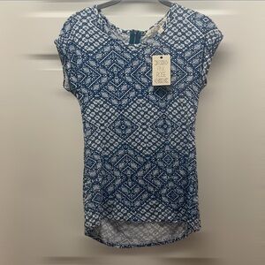 Pink Rose Blue Patterned Women's Top
